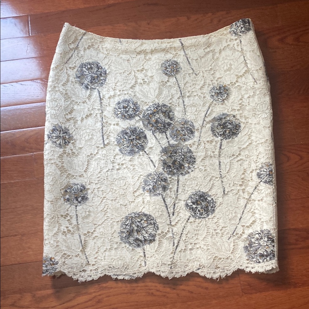 Valentino Floral Lace Pencil Skirt